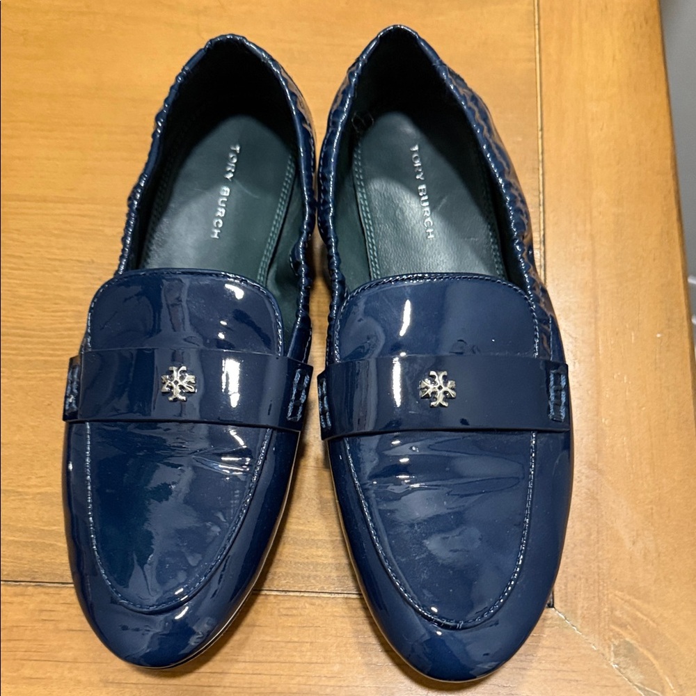 Tory Burch Glossy Blue Loafers